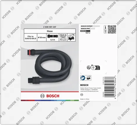 Bosch GAS12-25LS용 흡입 호스(직경 35mm, 길이 3.1m).
